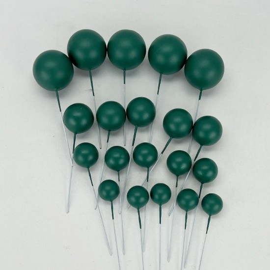 Tortendeko Kugeln | Mini Bälle Tortendeko Ballon | Kuchen Ball Topper | Deko Schaum Ball | Bälle Cake Topper 20 stück Dunkelgrün - KN272 - Mytortenland